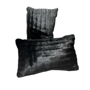 Aviva Stanoff Black Bark Faux Fur Pillow, 12" x 18" Set of 2